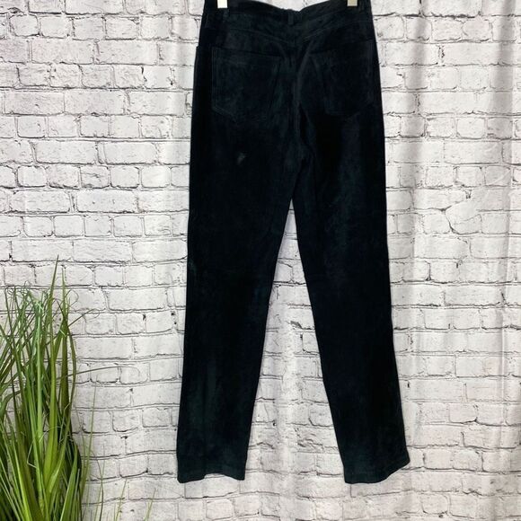 Brandon Thomas Suede Leather Straight Leg Lined Pants Black Size 6‎ - Picture 8 of 12